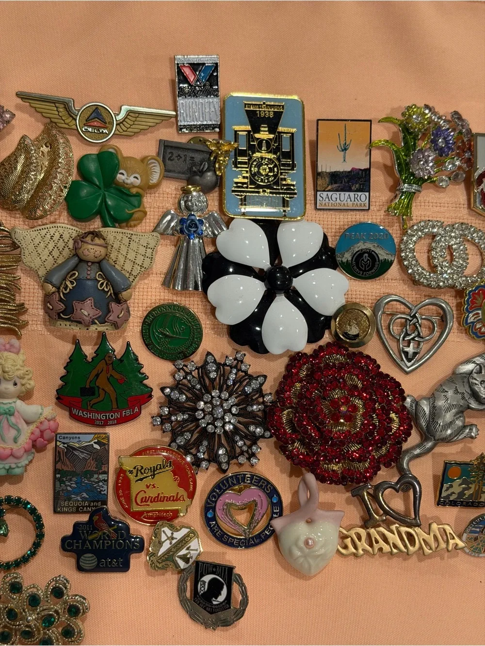 Vintage-Inspired Assorted Enamel and Rhinestone Brooch Collection -